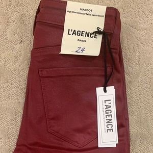 NEW L'agence high rise burgundy coated skinny pant